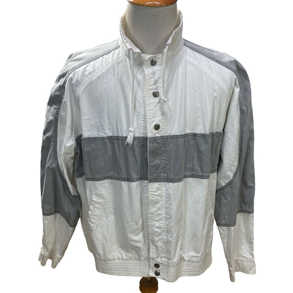 INC International Concepts Size XL Mens Cotton‎ White Gray Snap Closure Vintage